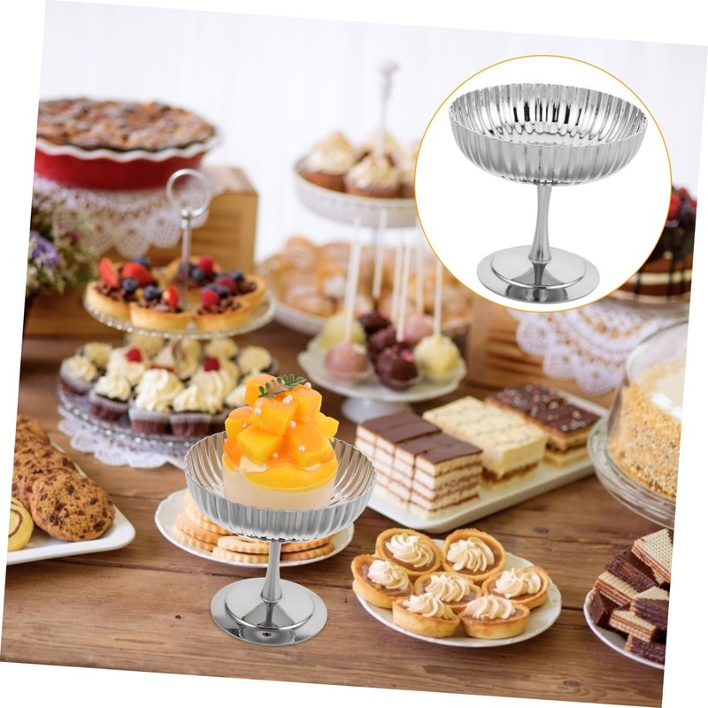 ULTECHNOVO Stainless Steel Pudding Bowl Creative Footed Dessert Bowl for
