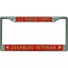 usmc marine corps disabled veteran logo chrome license plate frame made in usa