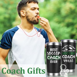 Lifecapido Soccer Coach Gifts, Best Soccer Coach Ever 20oz Insulated Tumbler, Coach Appreciation Gifts Thank You Gifts Birthday Gifts Christmas Gifts for Men Soccer Coach, Black
