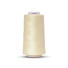 Keedil All Purpose Polyester Serger Sewing Thread - 3000 Yard Spool (Light Yellow)