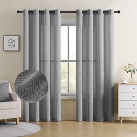 Ravorrato Living Room Curtains 84 Inch Length 2 Panels Set Soft Window Drapes for Bedroom Light Filtering Privacy Grommet Curtains Semi Sheer Thick Textured Window Treatment for Farmhouse Nursery Grey