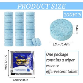 dellyy 100 Stück Scheibenwischwasser Reinigungstablette, Scheibenreiniger Konzentrat Brausetabletten, 400L Glasreiniger, Multifunktionale Reinigungstabletten für Glas, Spiegel, Fenster
