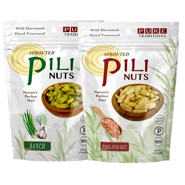 Sprouted Pili Nuts, Ranch & Himalayan Salt Sampler, 1.7 oz each