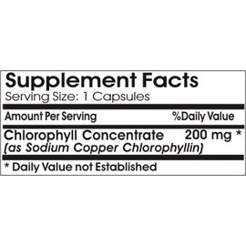 Chlorophyll Concentrate 200mg // 100 Capsules // Pure // by PureControl Supplements