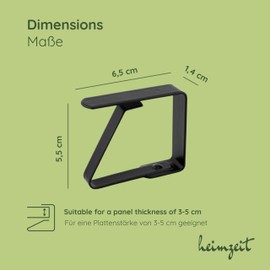 heimzeit Tablecloth Clips Made of High-Quality Stainless Steel [Pack of 6, 6.5 cm] Colour: Black, Tablecloth Holder for Outdoor and Indoor Use, Table Cloth Clips for Tables with Max. Plate Thickness