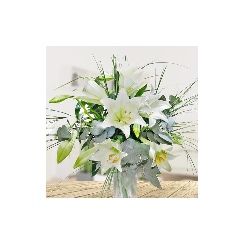 Lily Bouquet - Bouquet with Lilies and Eucalyptus - Includes