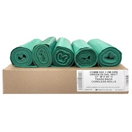 Ultrasac Heavy Duty 55 Gallon Green Trash Bags - (Value 50 Pack) - 1.5 MIL equivalent Industrial Strength Plastic 37" x 54" for 50-55 Gal Cans -Fits Toter, Rubbermaid Brute, Carlislie Bronco etc.