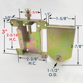 Sliding Mirror Door Rollers Assembly Fit Contractors Part #W8020, 1-1/2" Nylon Concaved Wheels, 2-5/16" Hole Centers, Top Adjustable, Yellow Zinc Plated, 2 Pack