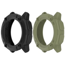 SHEAWA Garmin Instinct 2X Case Cover for Garmin 2X Protective Case TPU Rubber Protective Cover Shockproof Accessories (Black+Army Green)