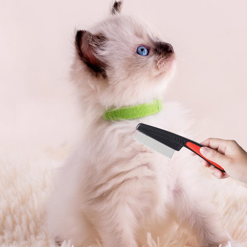 2 Pcs Fine Comb Black Pet Grooming Brush Portable Dandruff