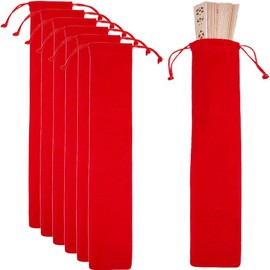 Beebeecraft 8Pcs Flute Storage Bag Velvet Red Drawstring Music Instrument Storage Pouch for Vertical Flutes