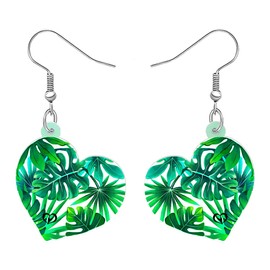 WEVENI Acrylic Maple Leaf Earrings Dangle Drop Novelty Plant Jewelry For Women Girls Ladies Unique Gifts (Basil)