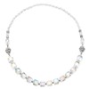 COOLSTEELANDBEYOND Crystal White Rainbow Cube Navette Beads Necklace, Rhinestones Magnetic