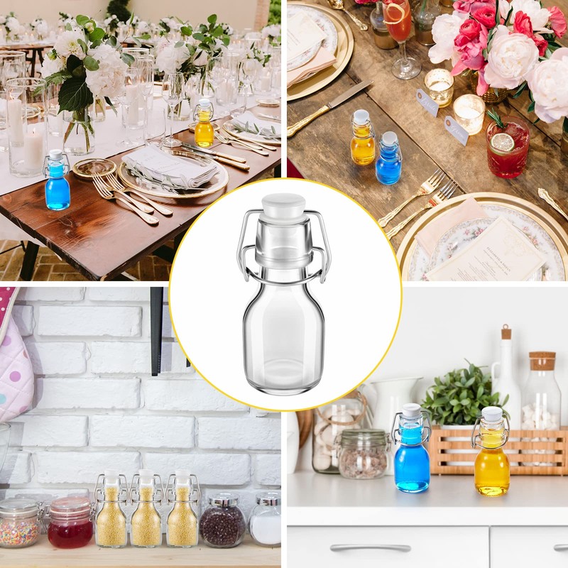 Tessco 24 Pcs Mini Swing Top Glass Bottles with Stoppers