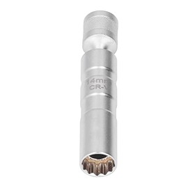 Enchufe de Bujía Magnético Enchufe de Bujía 3/8 Herramienta de Instalación de Eliminación de 12 Puntos de Pared Delgada Universal (14 mm / 0,55 pulgadas)