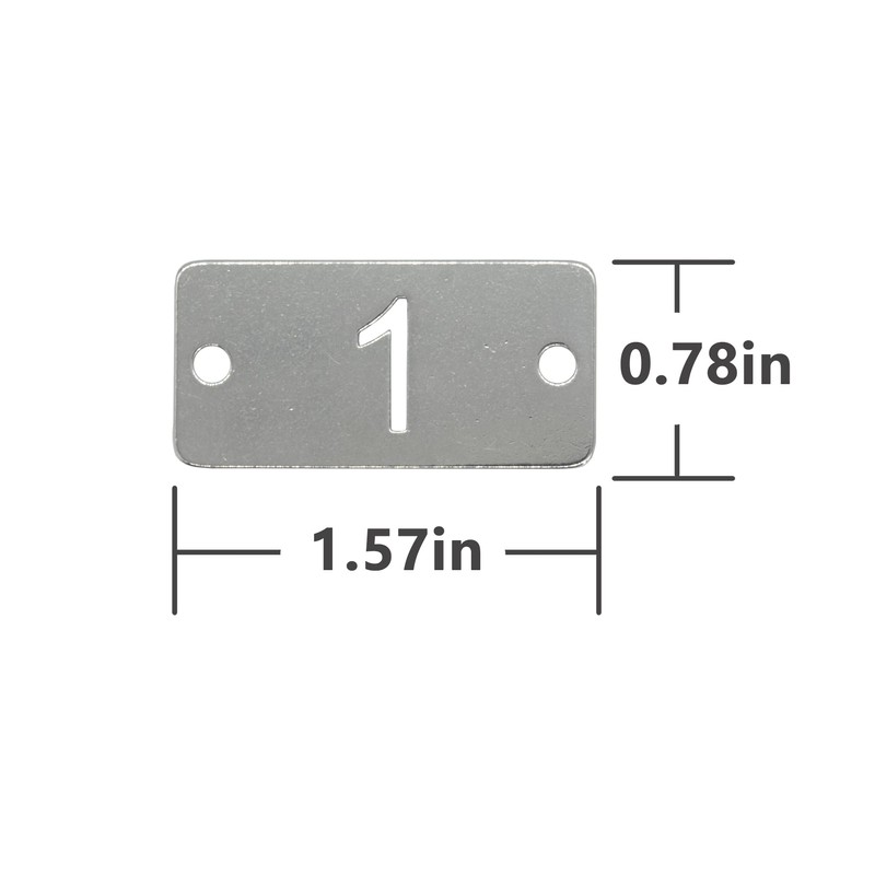 StayMax Rectangle Metal Hollowed Numbered Tags Stainless Steel Number Tags