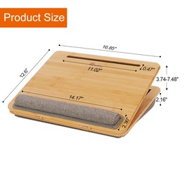Lap Desk Laptop Tray with Cushion Portable Bed Tray Desk, Adjustable Angle Lap Desk with Tablet Phone Holder, for Home Office, Sofa, Bed, Couch and car. Bamboo Cushioned Laptop Table Tray