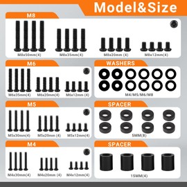 Xyxu TV Bracket Screws, 76PCS TV Mounting Screw Kit with M4 M5 M6 M8 Universal VESA Screws, Bolts, Spacers & Washers for Any Wall Mount or Stand – Perfect for Most Television Up to 80 Inch