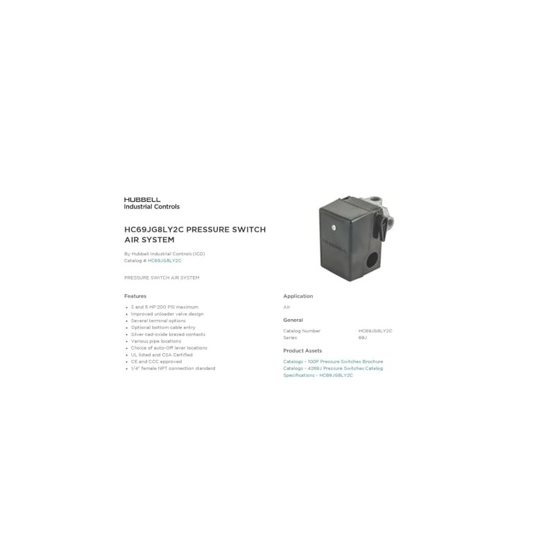 115-150 PSI, Heavy Duty American Made Air Compressor Pressure Switch,