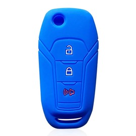 Silicone Auto Smart Remote Fob Cover for Ford F-150 Flipkey Explorer EcoSport Escape F-350 F-450 F-550 Maverick (Blue)