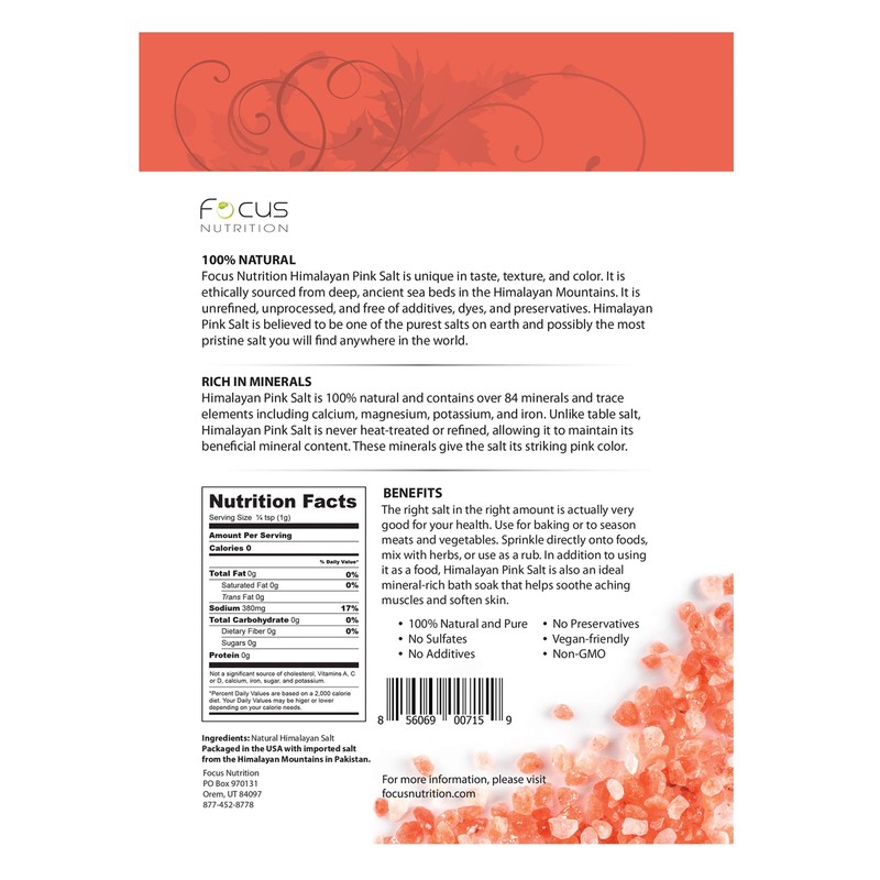 Focus Nutrition Focus Nutrition Himalayan Pink Salt -Coarse Grain 2