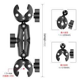 PULUZ Double Head Strong Clamp, Aluminum Alloy Universal Ball Head 360 Rotating Sport Camera Accessories Motorcycle/Bicycle Handlebar Bracket/Bracket Reinforcement Clamp/Sport Camera Bracket/Light