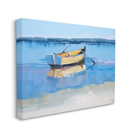 Stupell Industries 'Row Boat on Blue Coastal Shore Beach Landscape', Canvas Art, 48 x 36 Inches, Easy to Hang and Sturdy, Made in USA, by Craig Trewin Penny