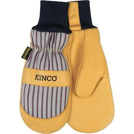 Kinco 1927KWT Mens Mitt Lined Pigskin Knit Wrist 5-finger Thermal Glove Liner - Men's Large
