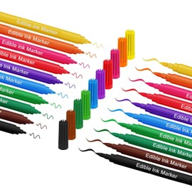 Edible Markers 10 Pcs Food Coloring Pens Fine and Thick Tip Food Grade Gourmet Writers for Cookies DIY Fondant Cakes Baking Party Decorating Drawing Writing（10PCS)