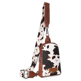 Wrangler Cow Print Crossbody Bags for Women Western Sling Bag - Color: Brown