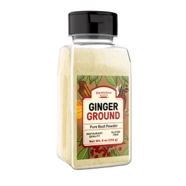 Unpretentious Ground Ginger, 2 Cups, Gluten Free, Indian & Asian Cuisine, Slotted Cap Spice Shaker