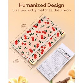 Slohif Server Book for Waitress Cute Serving Books with Zipper Pocket Accessories Leather Server Check Book Restaurant Waiter Server Booklet Organizer Ticket Book Holder Cherry