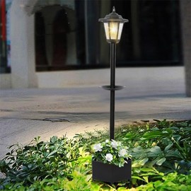 37.4" Solar Outdoor Floor Lamps with Planter & Bird Feeder (3-in-1 Design) - Solar Lanterns Outdoor Waterproof Ideal for Gardens, Yards, Pathways, Driveways and Patio Decor.