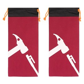 Nicear 2 pcs Tent Peg Bag Camping Portable Stakes Hammer Nail Pouch Storage Bag Pack Tent Pegs Nails Hammer Tool Pouch Red