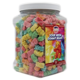 Gummy Bear 3LB In Plastic Clear Container (SOUR NEON)