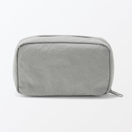 MUJI 84475801 Wrinkle Nylon Large Opening Pouch, Gray, M, Approx. 5.9 x 3.5 x 1.8 inches (15 x 9 x 4.5 cm)