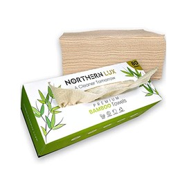 Northern Lux Disposable Bamboo Face Towels (80 Sheets) | Organic Biodegradable Dry Face Wipes | Strong, Soft, and Fragrance Free Bamboo for Makeup Removal Face Care | Disposable and Sustainable