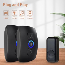 Wireless Doorbell, KERUI Waterproof Door Chime Kit Transmitting at 1000 Feet with 2 Buttons, 60 Melodies, 5 Volume Levels Sound and LED Flash