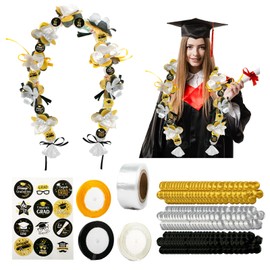 CIXICM 2025 Graduation Candy Lei Making Kit Black God Candy Lei Tubing Graduation Lei Accessories Congrats Grad Ribbon Necklaces Lei Making Supplies Graduate Gifts