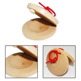 MEISH 4Pcs Wooden Castanets Finger Clackers Clappers Education Clappers Percussion Instruments Mini Clap Toys for Kids