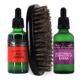 Josue Echavarria Kit Crecimiento De Barba Y Bigote Aceite Acondicionaor Y Cepillo Militar Negro Tallado A Mano Josue Echavarria