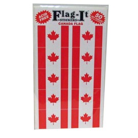 British American Novelties Canadian Flag Sticker 1 5/8" x 1 1/8" Pack 50