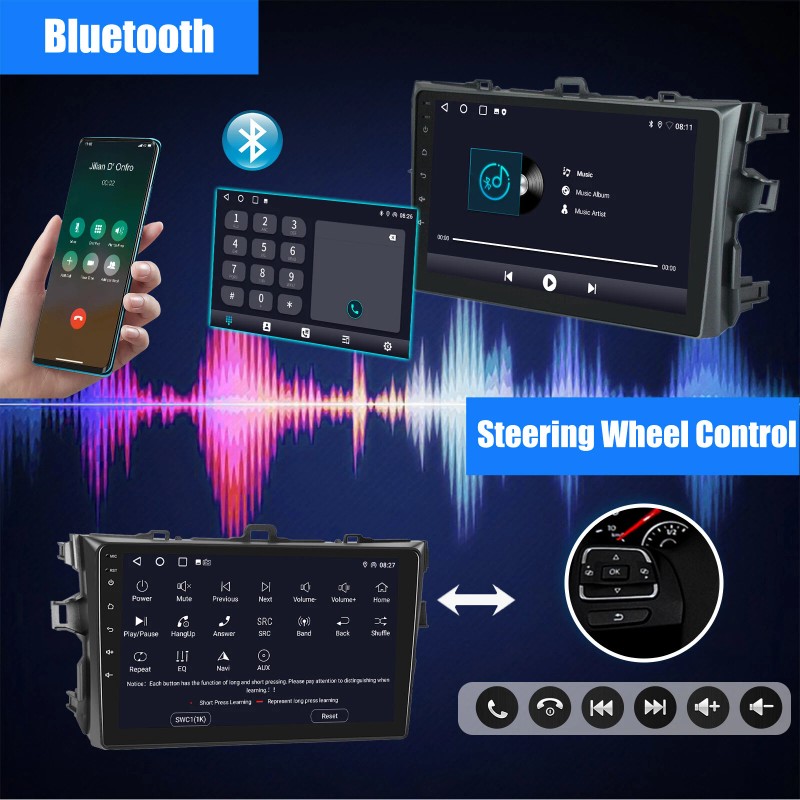 ESSGOO For Toyota Corolla 2009-2013 Wireless Apple Carplay Android 13