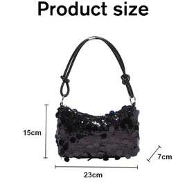 XFSRG Women's Medium Silver Sequin Small Handbag for Party and Evening Events, black, L