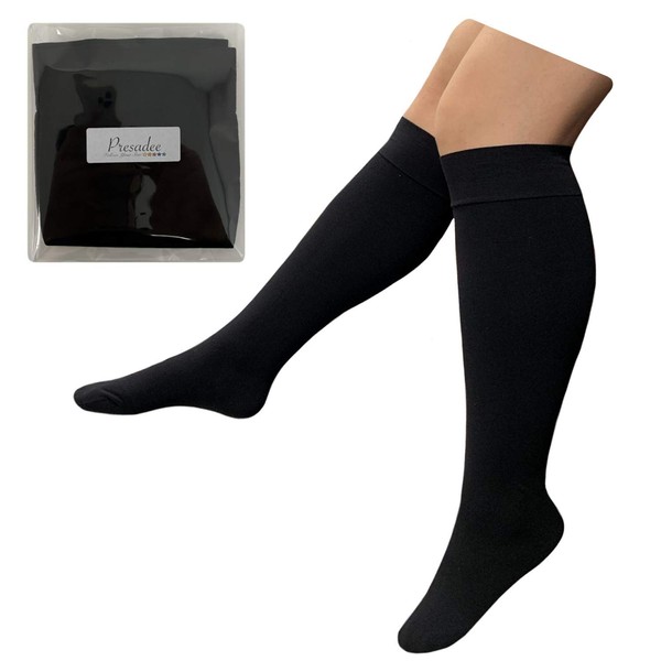 Presadee Traditional 8-15 mmHg Mild Compression Leg Circulation Closed Toe Sock (Black, L/XL)