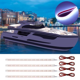 DUOFU365 12V Led Light Strip,Car Interior Strip Light IP68 Waterproof Cuttable for Automotive Motorcycle RV Marine Golf Cart Truck Cargo Home Decoration with Strong Nano Tape White,12inch(Pack of 4)