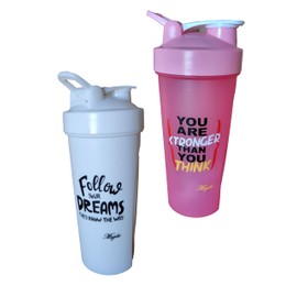 Magiko Magiko Blender Shaker Bottles for Protein, 28oz Portable Leakproof Pre-Workout Nutrition Water Bottle, BPA-Free Gym Protein Shaker for Sports & Outdoor Motivational Protein Shaker- Combo (White/Pink)