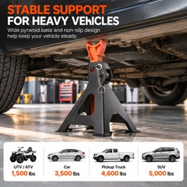 Heavy Duty Jack Stands for Vehicle Lifting – Locking Steel Support Stands for SUV, Pickup Truck, Car and UTV/ATV Maintenance