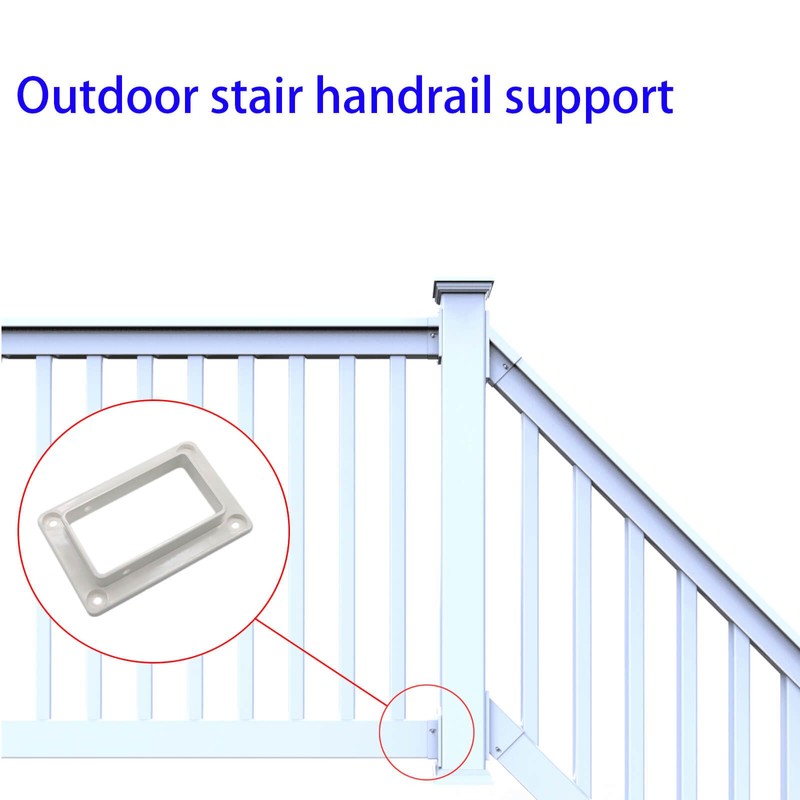 2-Pack 2" x 3.5" Slotted Handrail Bracket Kit, White Vinyl