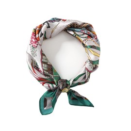 Jeelow 100% Silk Scarf Small Square For Women Mulberry Silk Scarves For Hair Neckerchief (Green)
